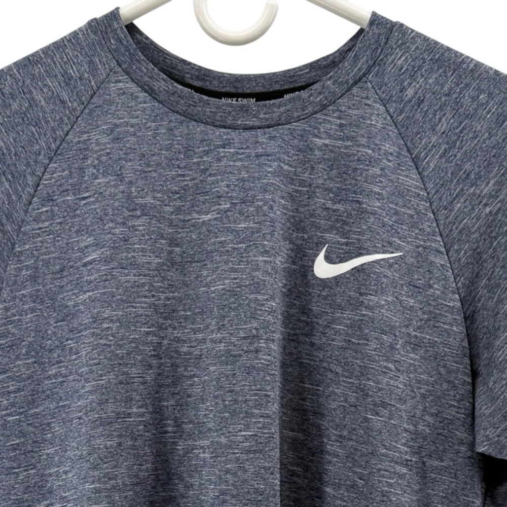 Nike Swim Dri-FIT Rash Guard Mens Small Blue Heathered UPF 40 NESSA589